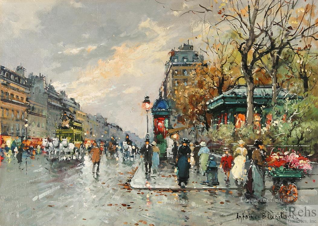 antoine blanchard la rue lafayette et le square montholon Oil Paintings